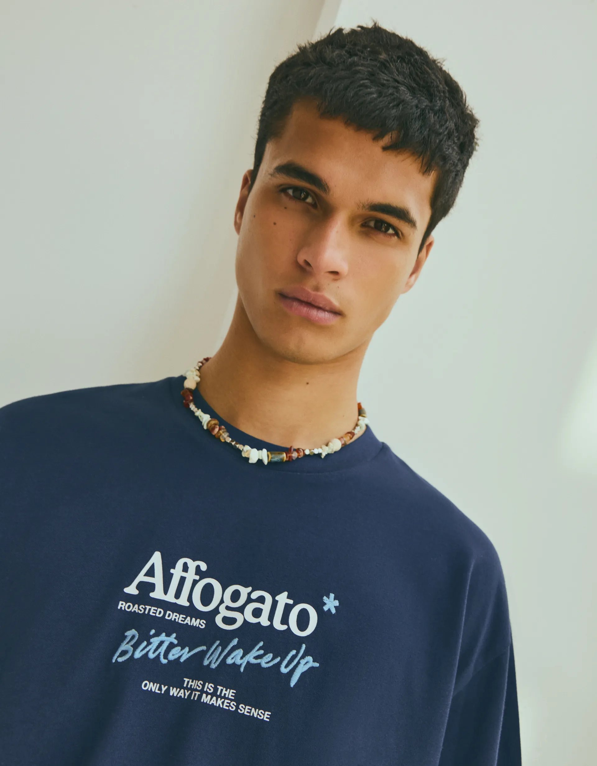 Bershka T-shirt relaxed fit imprimé — Navy
