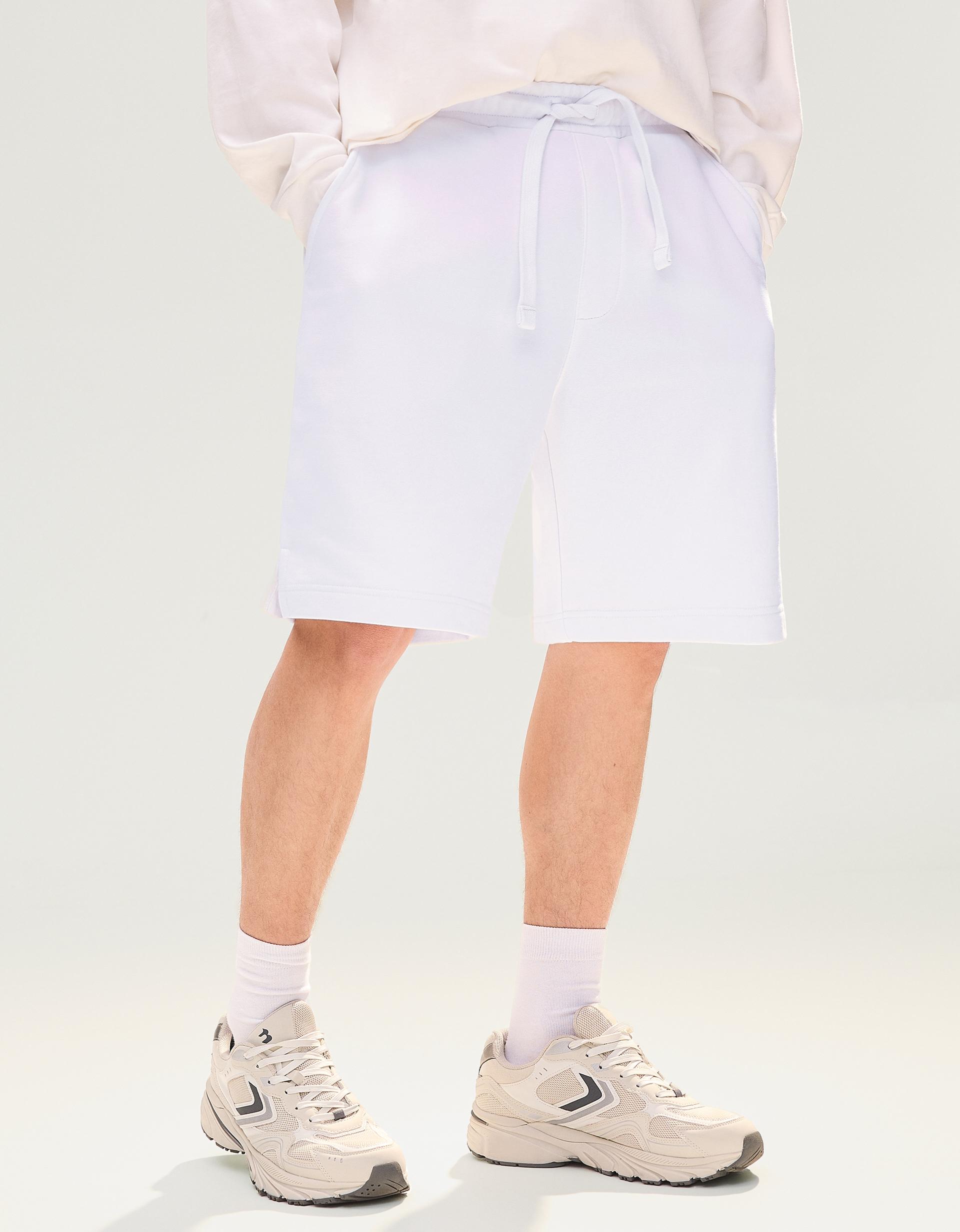 Bershka Bermuda molleton — Blanc