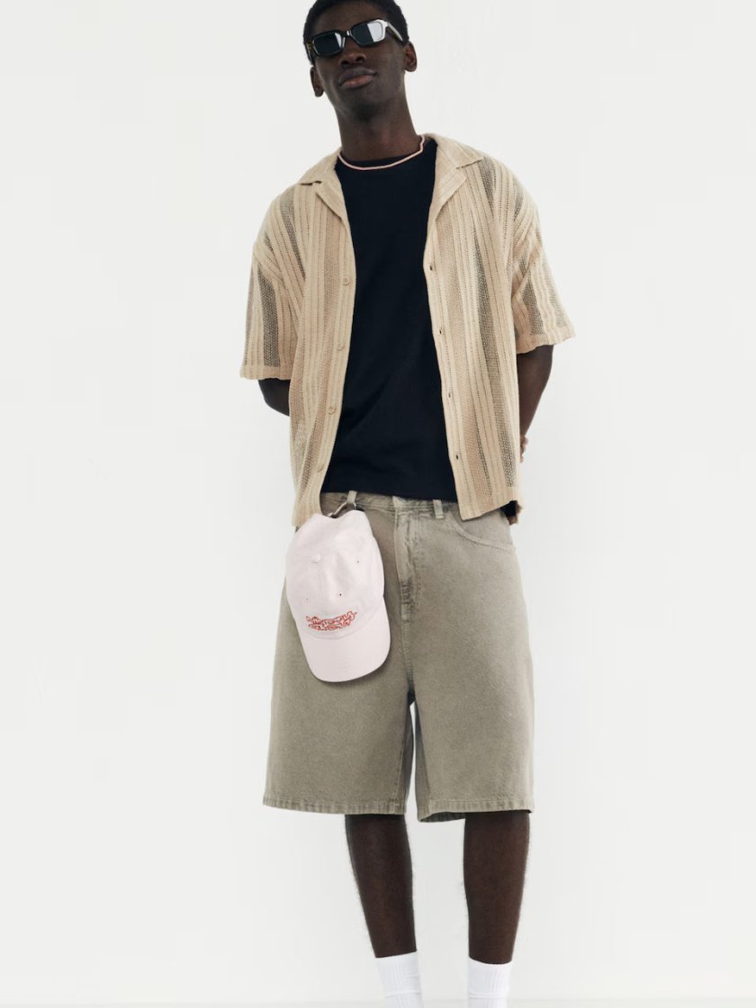 Pull&Bear Classic Button-Up Shirt — Sand