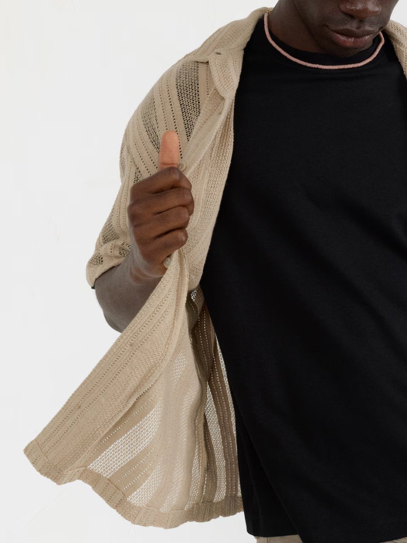 Pull&Bear Classic Button-Up Shirt — Sand