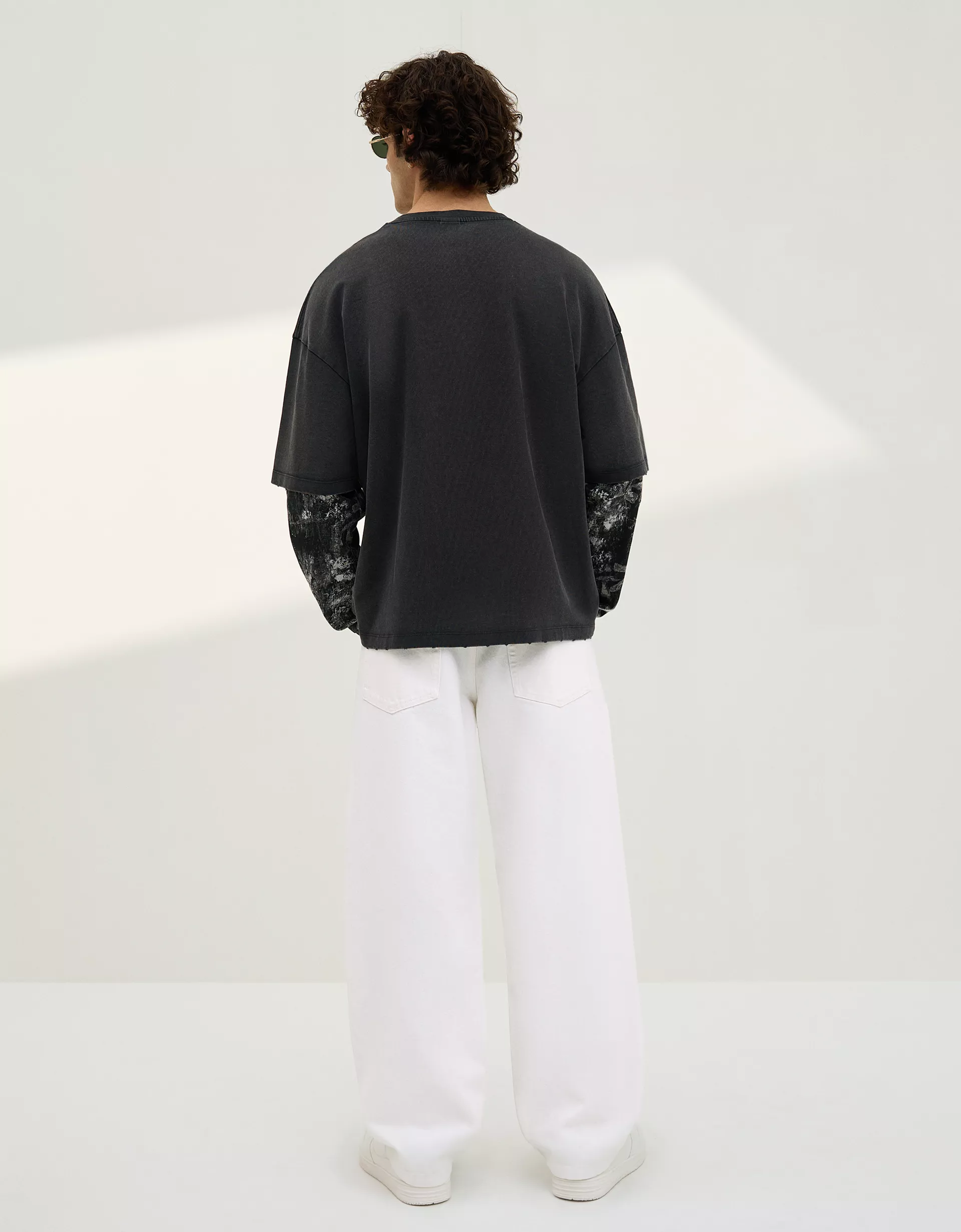 Bershka Jeans baggy fit — Blanc