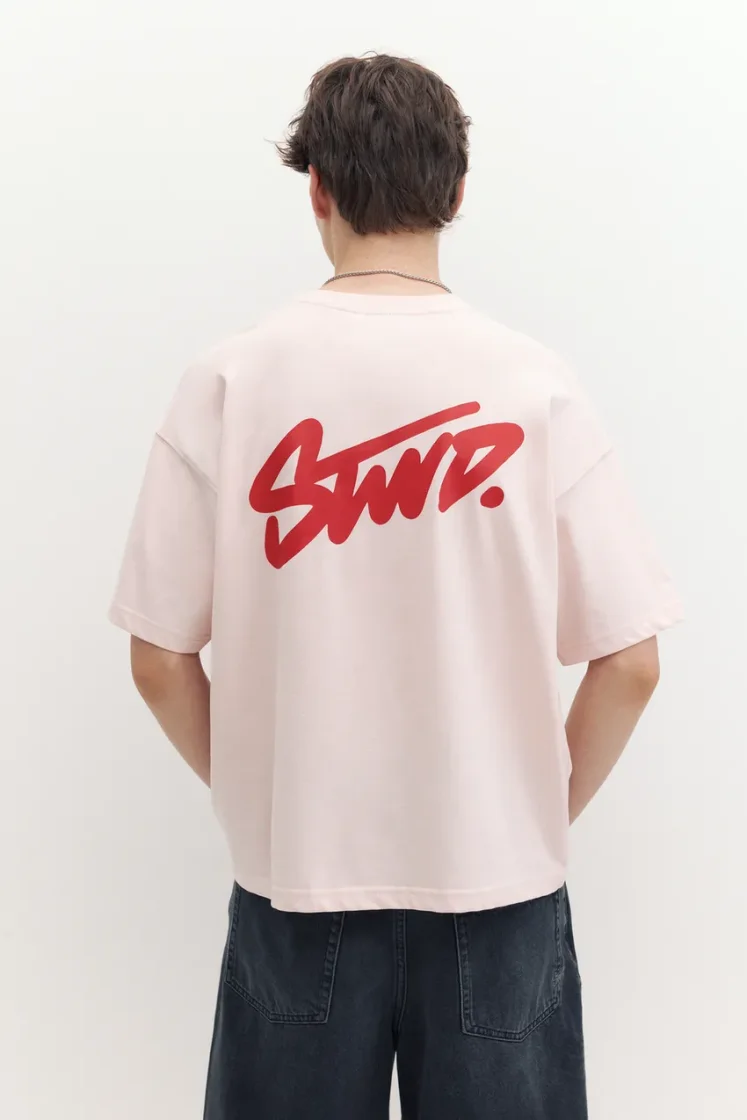 Pull&Bear Boxy STWD Logo T-Shirt — Coral