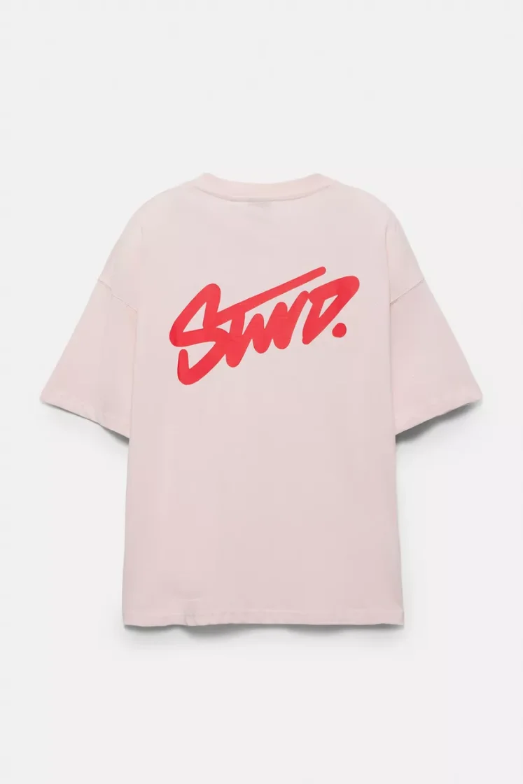 Pull&Bear Boxy STWD Logo T-Shirt — Coral