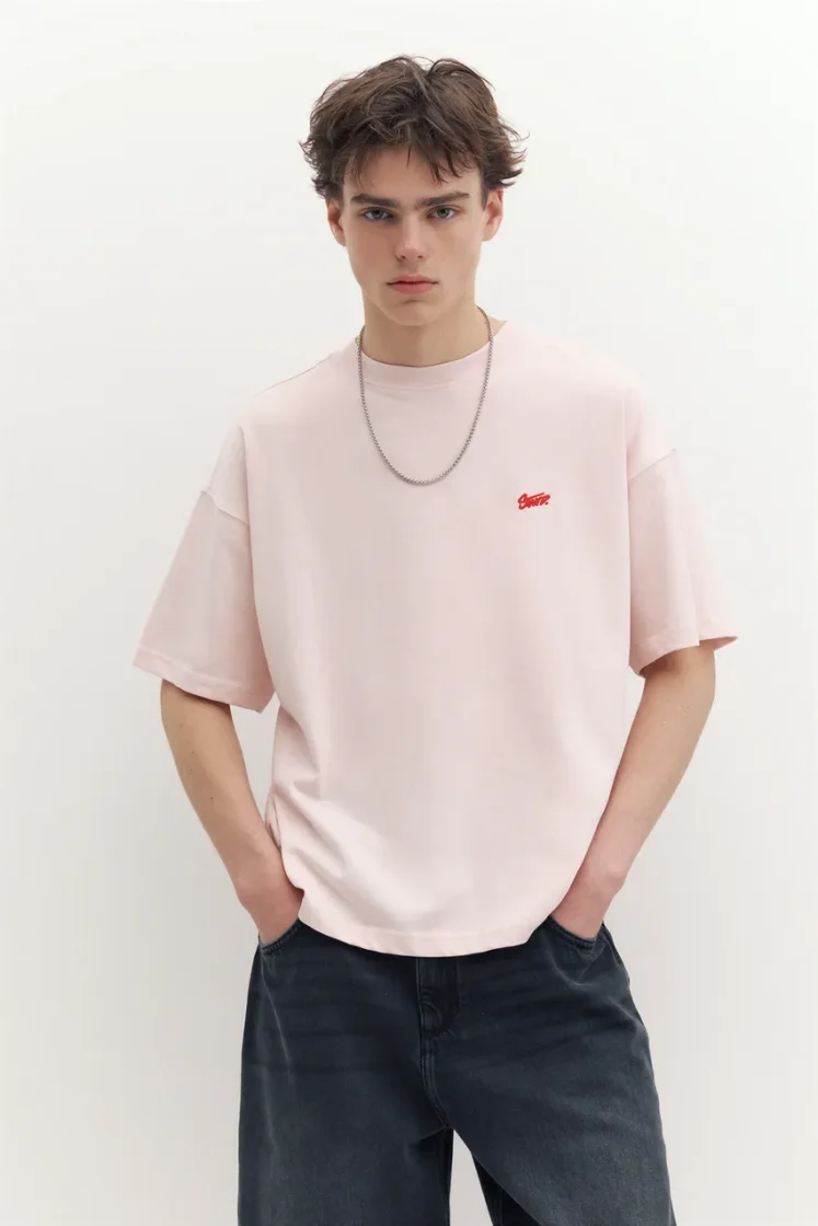 Pull&Bear Boxy STWD Logo T-Shirt — Coral
