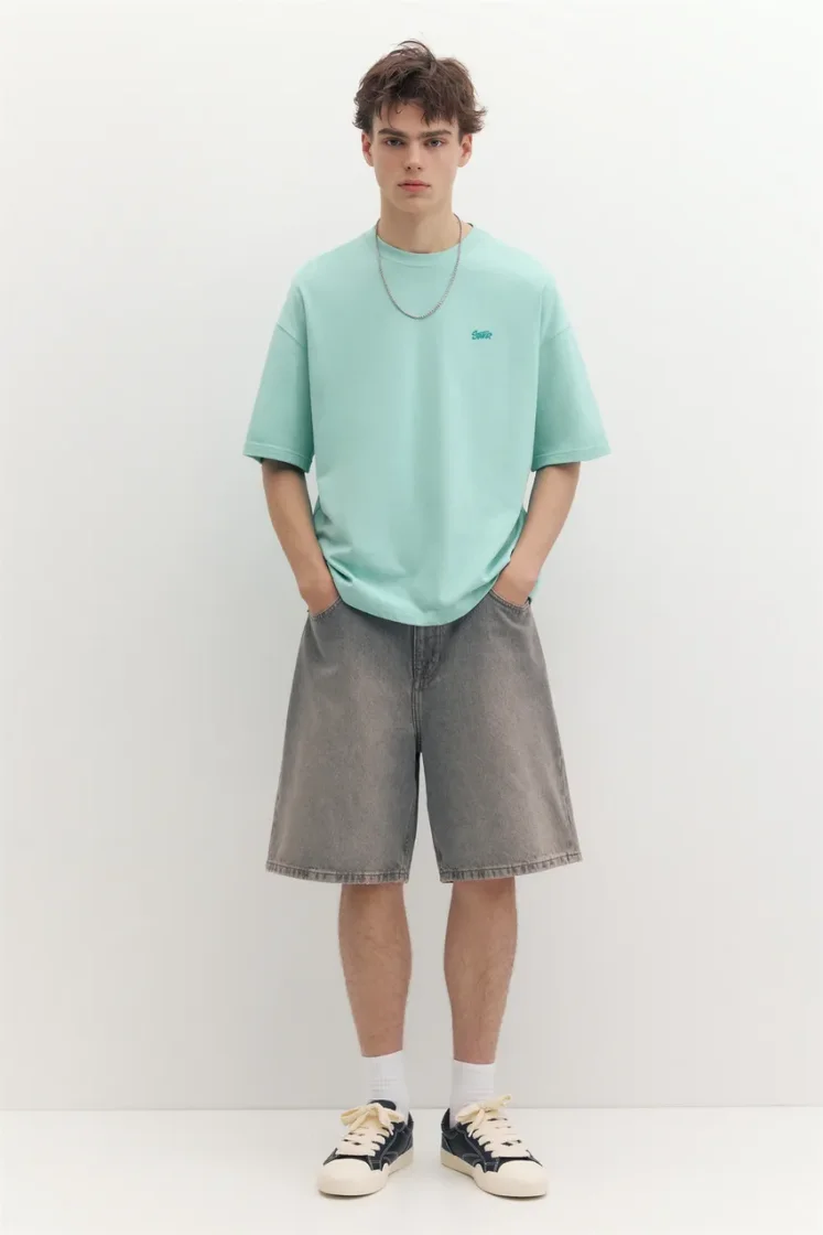 Pull&Bear Boxy STWD Logo T-Shirt — Mint