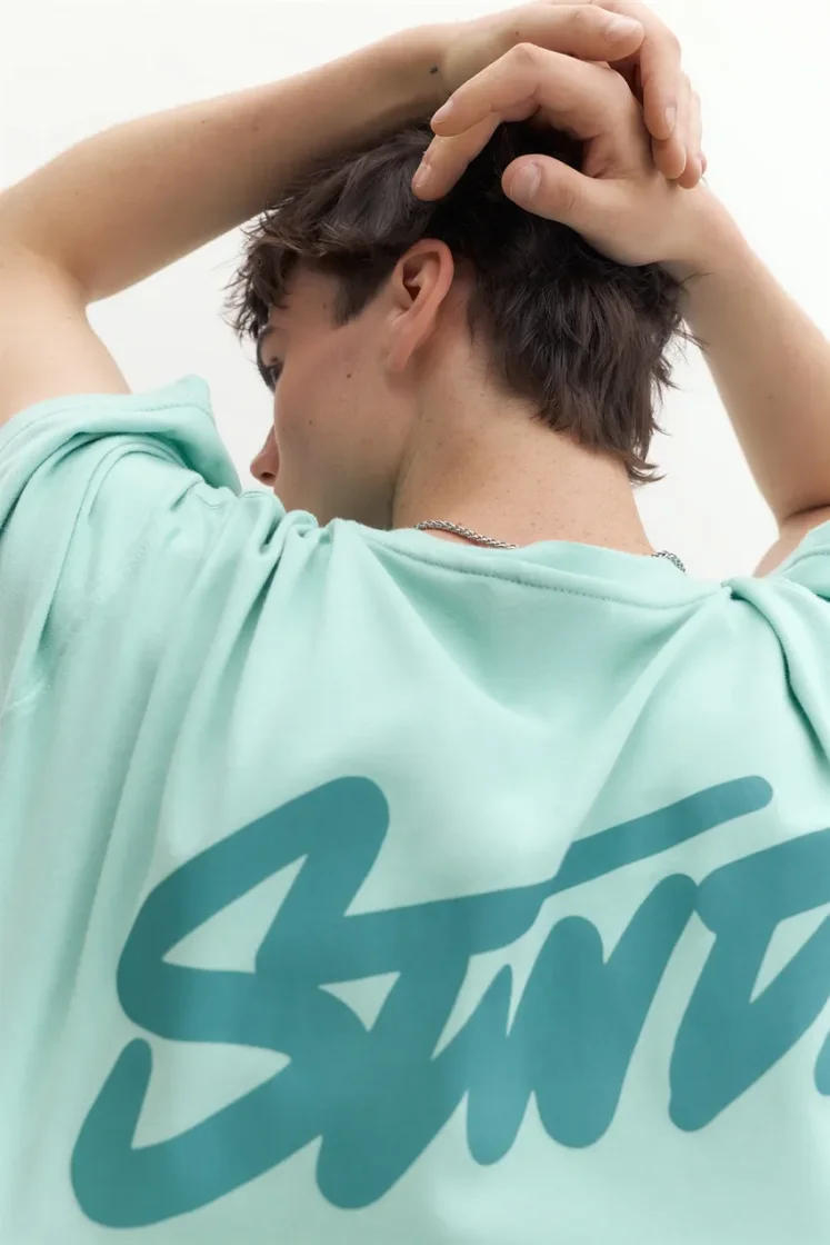 Pull&Bear Boxy STWD Logo T-Shirt — Mint