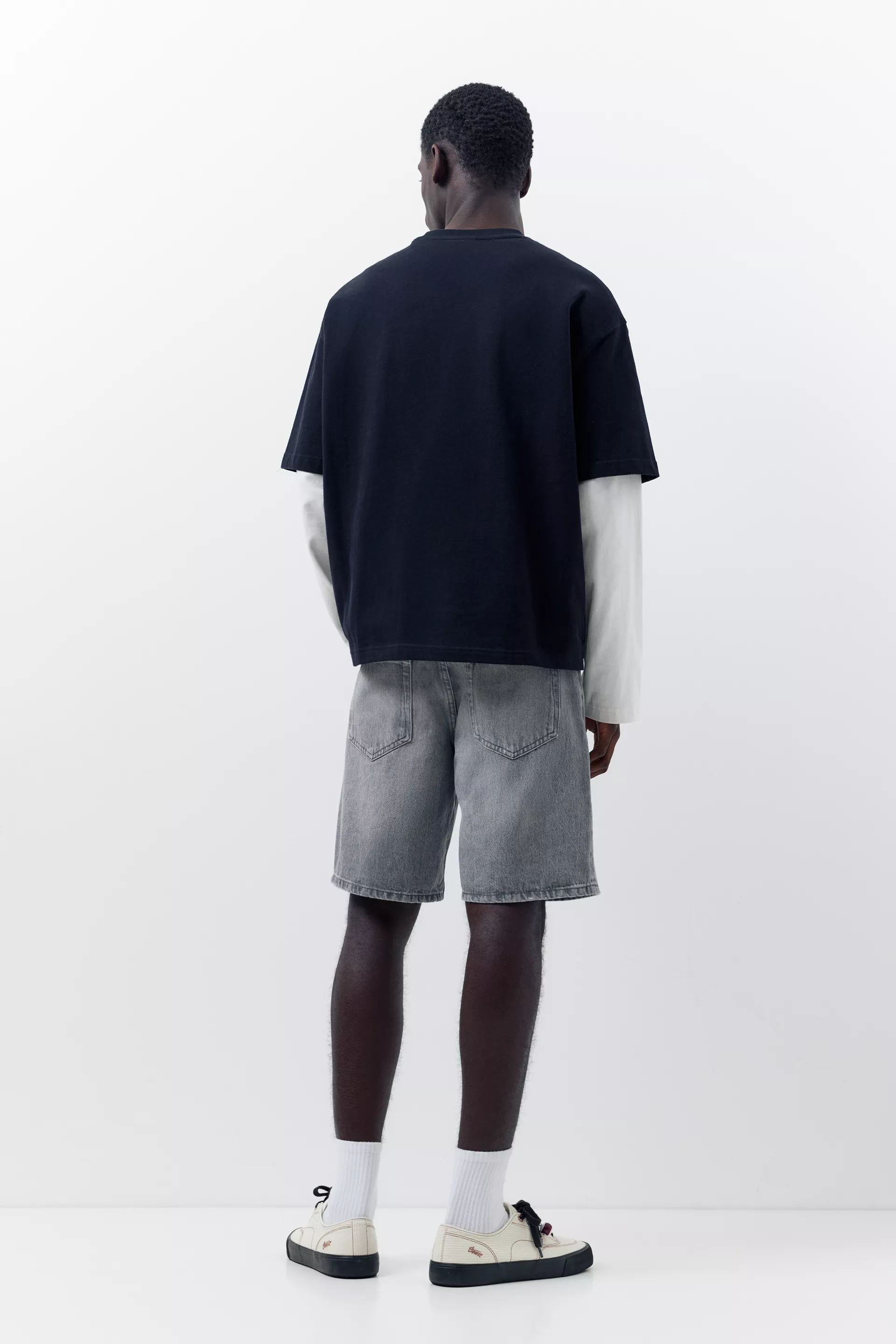 Pull&Bear Denim Bermuda Shorts — Light Grey