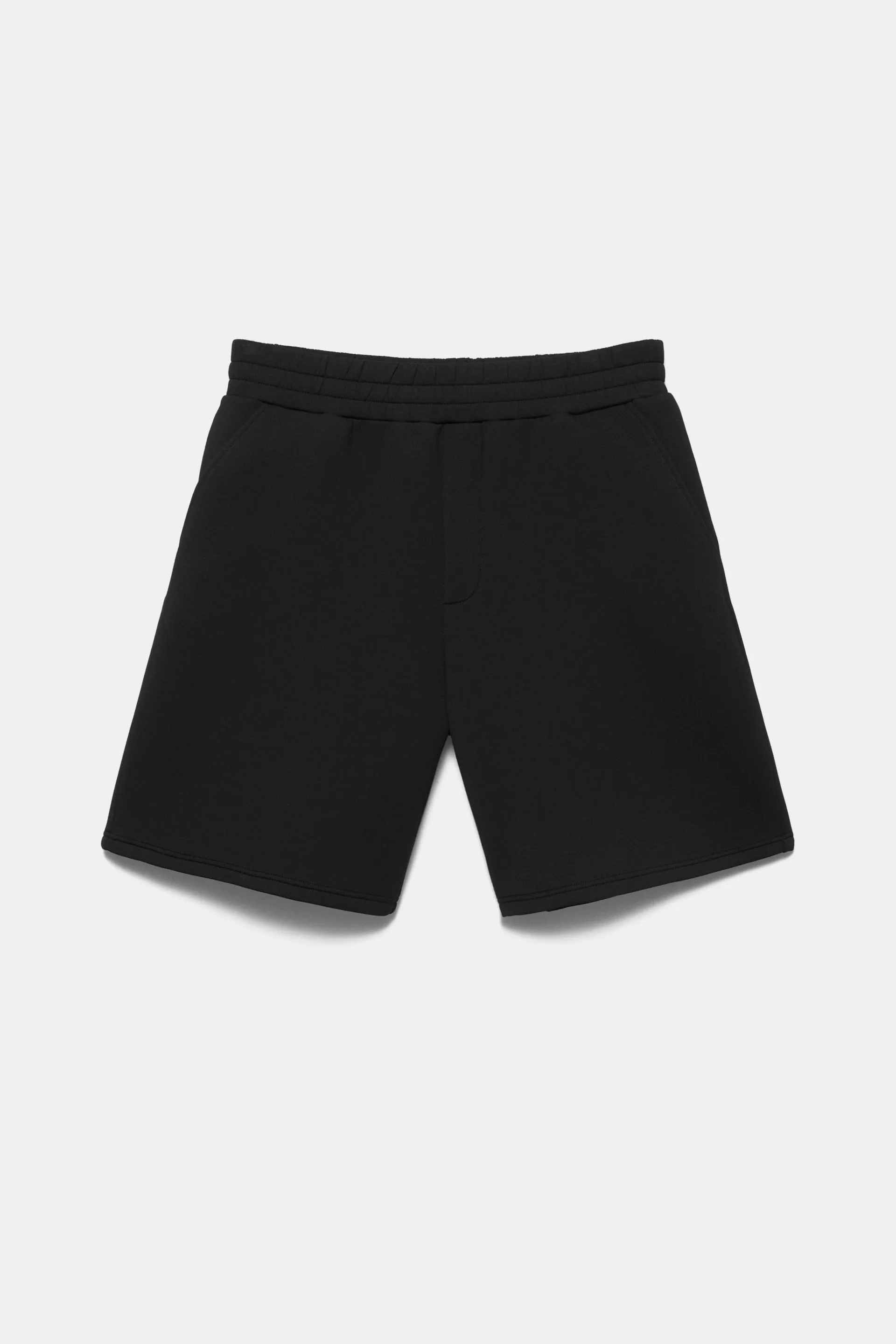 Pull&Bear Neoprene Look Jogger Shorts — Black
