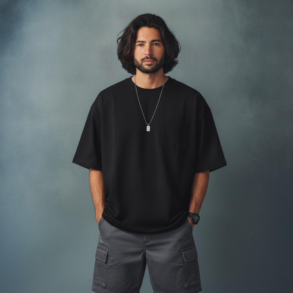Pullshka Heavyweight Cotton Tee — Black