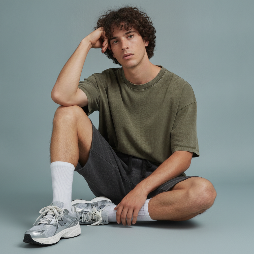 Pullshka Olive Washed Cotton Tee