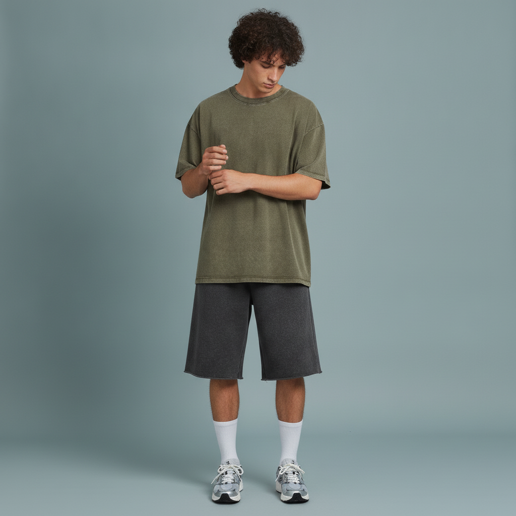 Pullshka Olive Washed Cotton Tee