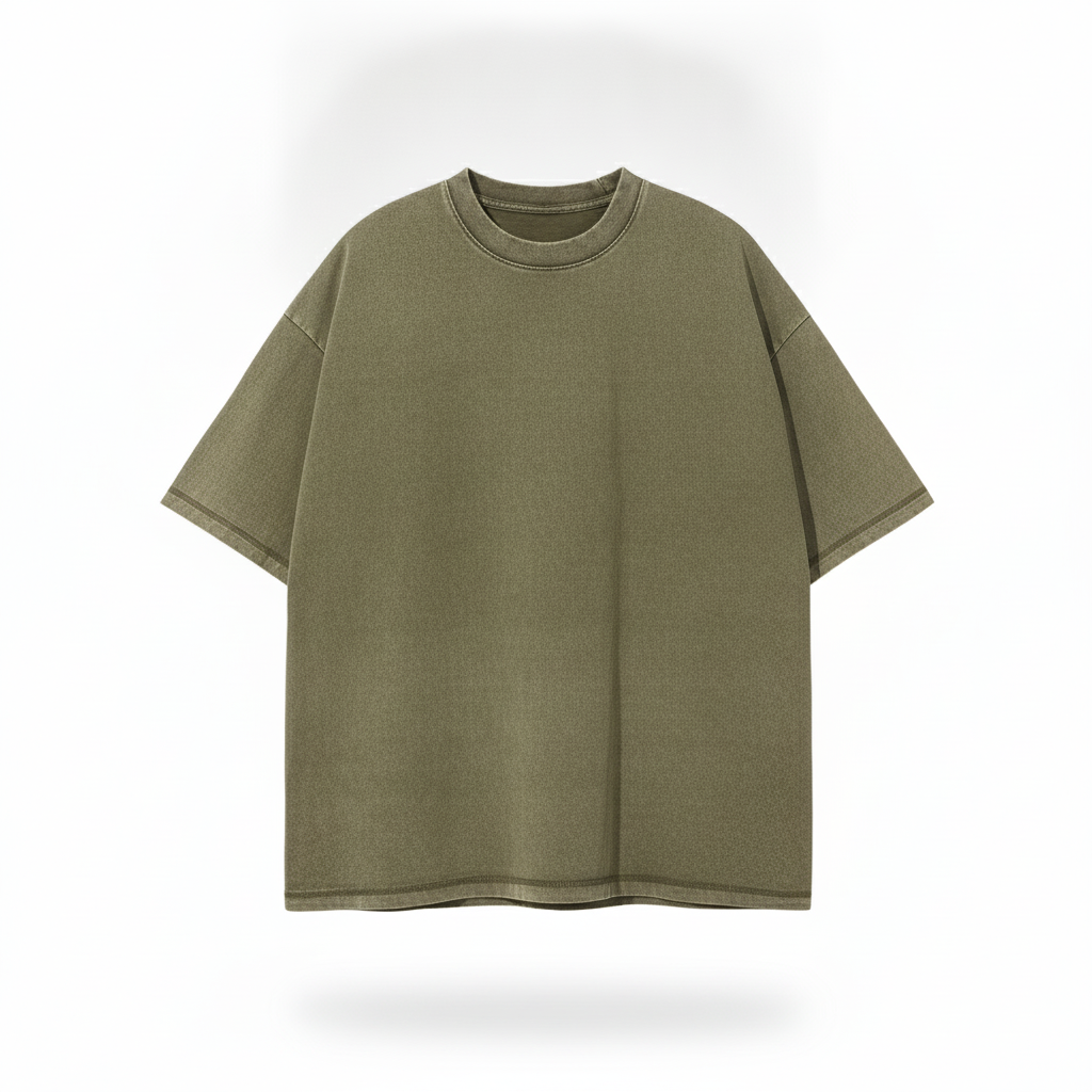 Pullshka Olive Washed Cotton Tee