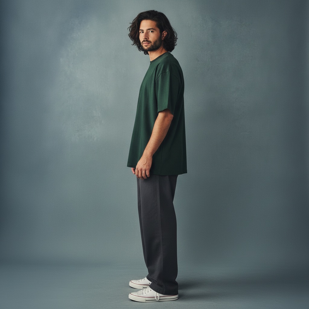 Pullshka Oversized Green Tee — Hunter