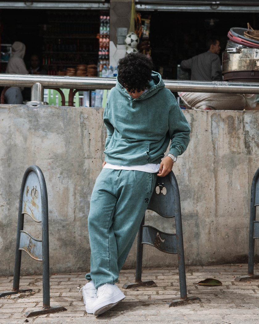 Pullshka Oversized Green Cotton Hoodie — Mint
