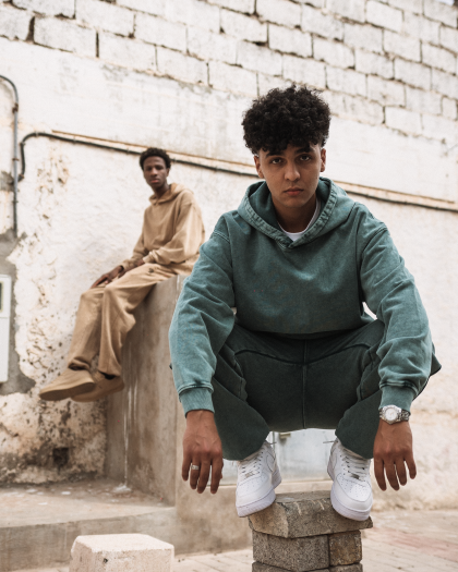 Hoodie Vert Oversize Coton