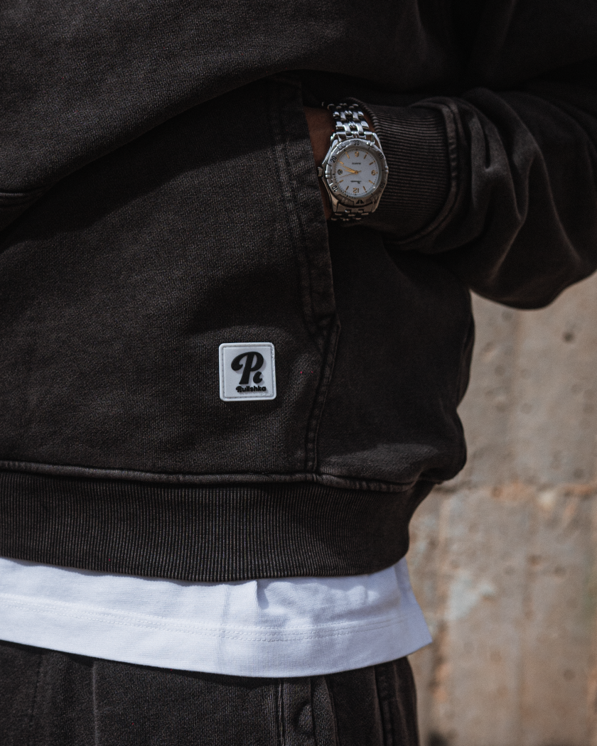 Pullshka Oversized Washed Hoodie — Dark Grey