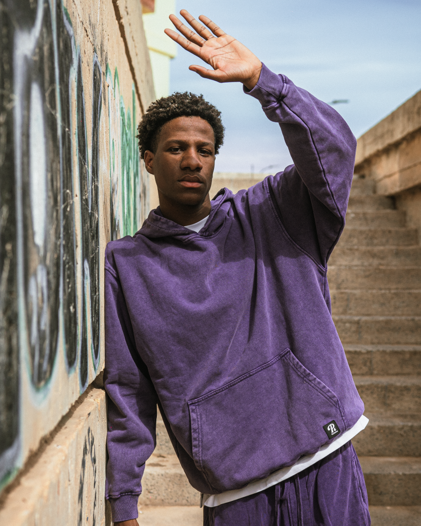 Pullshka Purple Washed Oversized Hoodie — Purple