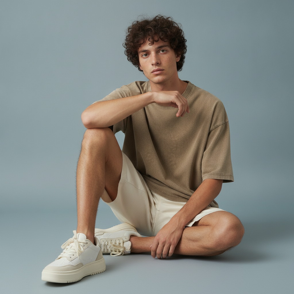 Pullshka Sand Oversized Wash Tee — Sand