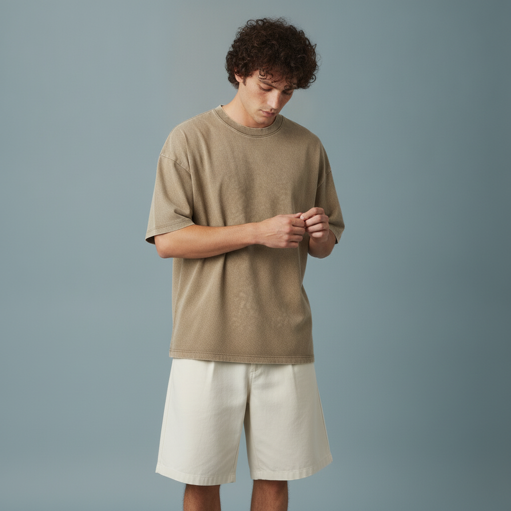 Pullshka Sand Oversized Wash Tee — Sand