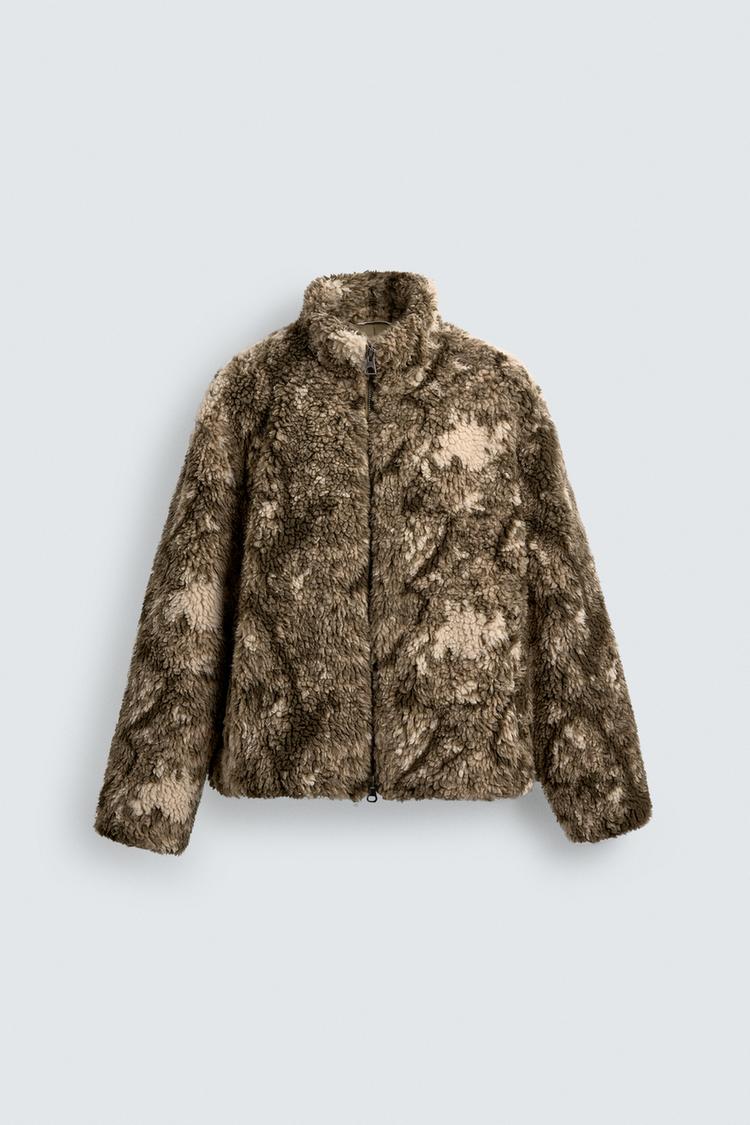 Veste à Zip Fausse Fourrure