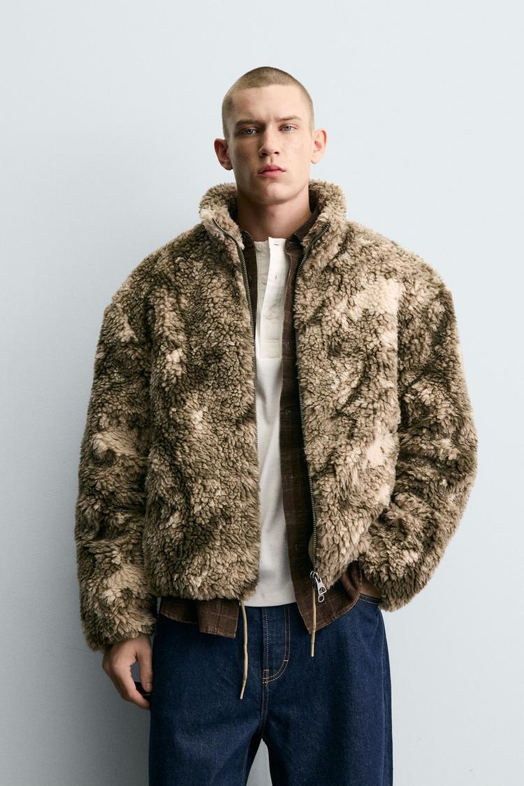 Veste à Zip Fausse Fourrure