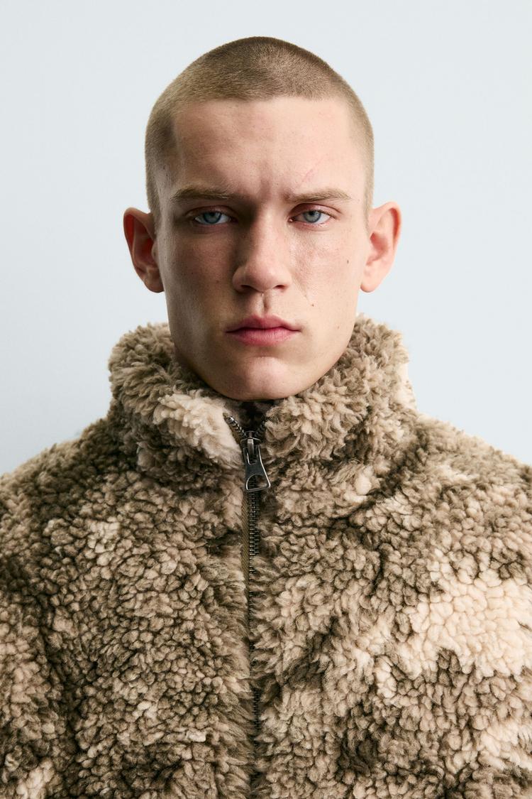 Zara Faux Fur Zip Jacket — Brown