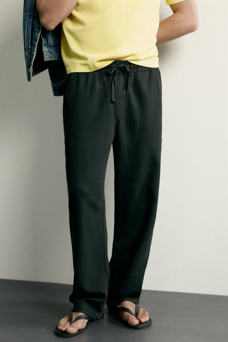 Zara STRUCTURED RELAXED FIT PANTS — Black
