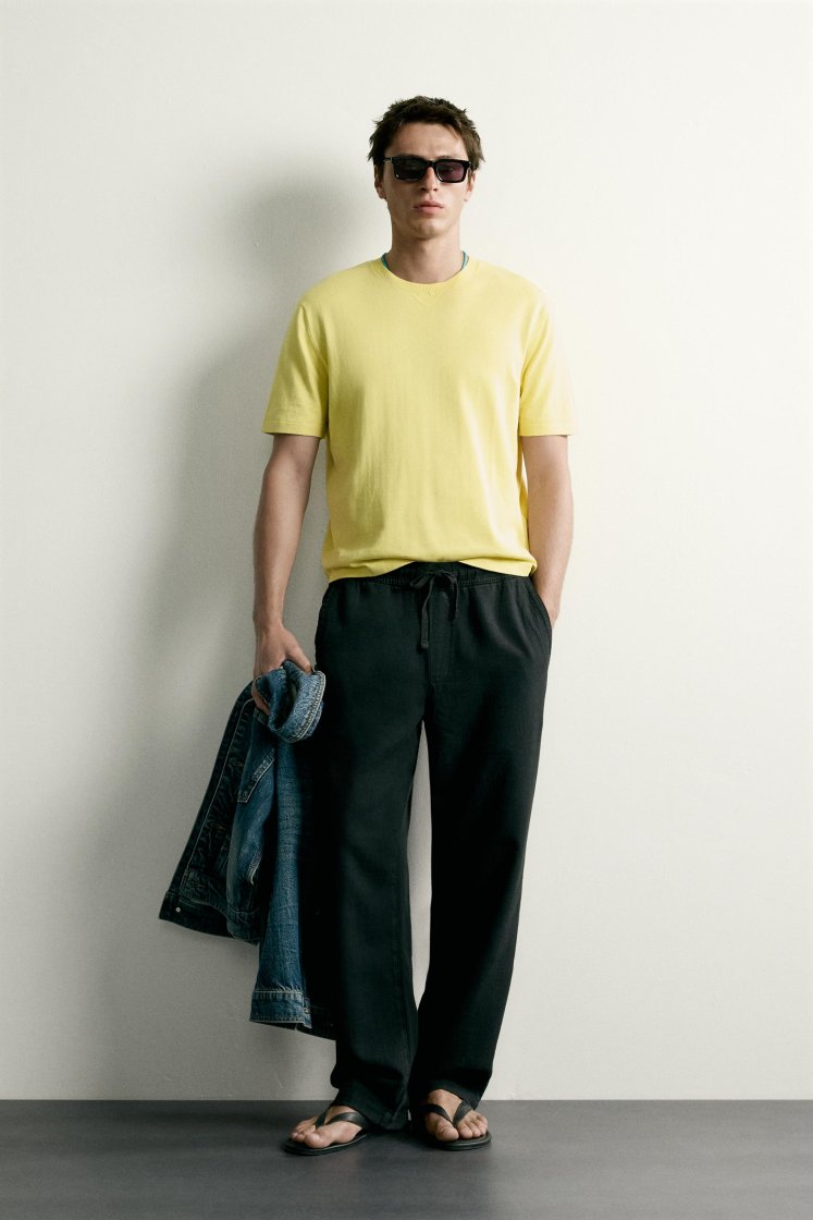 Zara STRUCTURED RELAXED FIT PANTS — Black