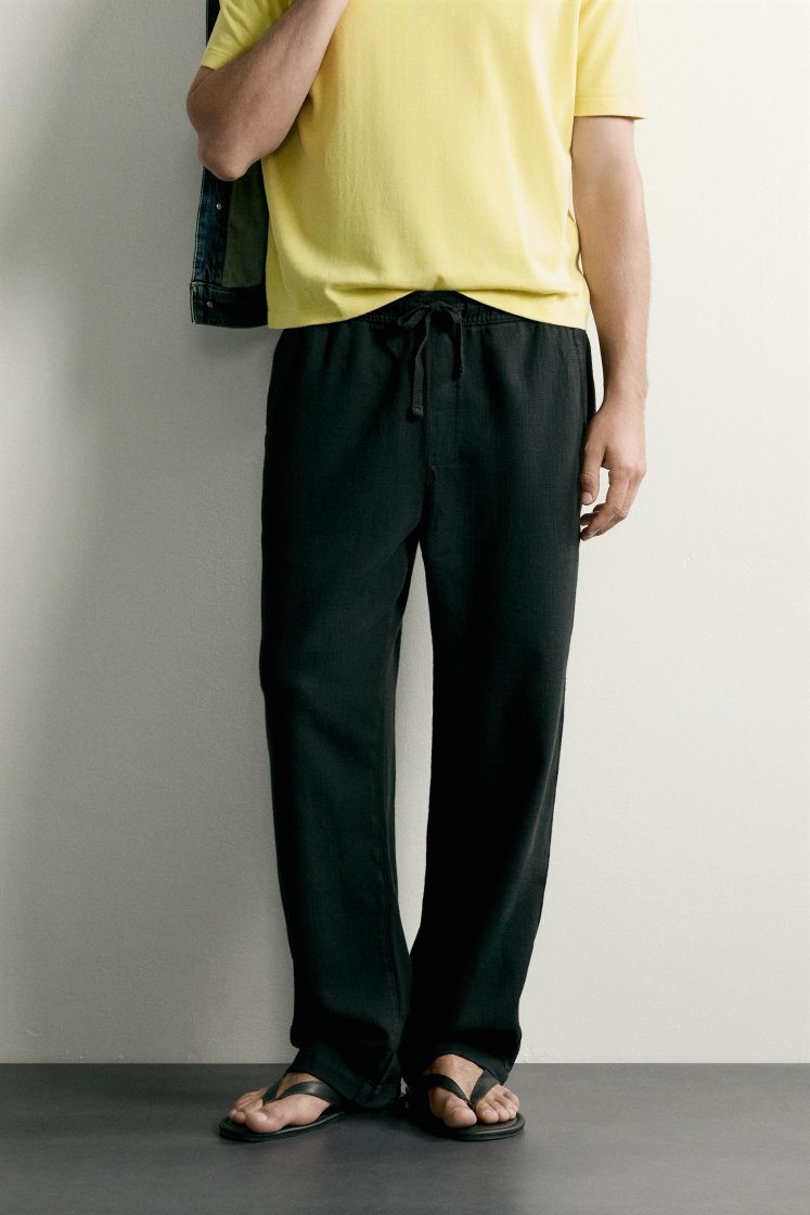 Zara STRUCTURED RELAXED FIT PANTS — Black