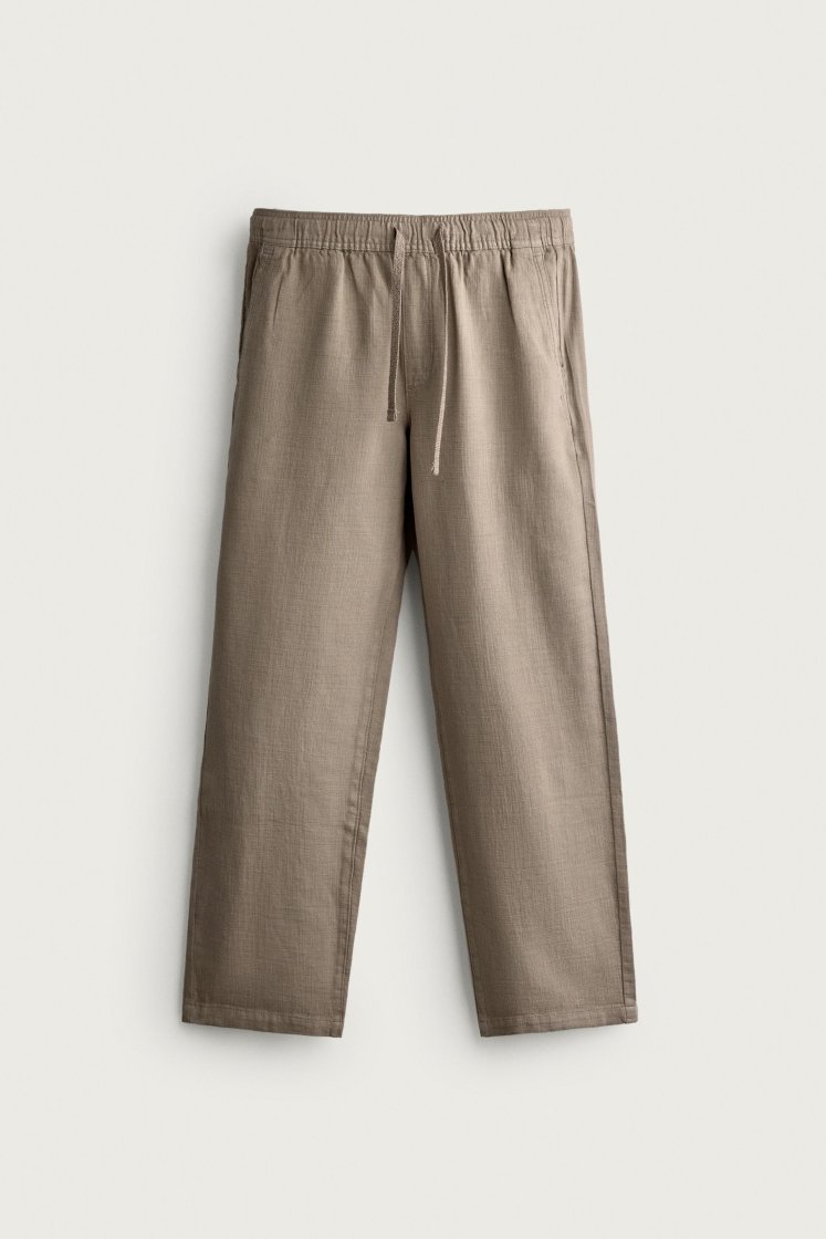 Zara STRUCTURED RELAXED FIT PANTS — Kaki