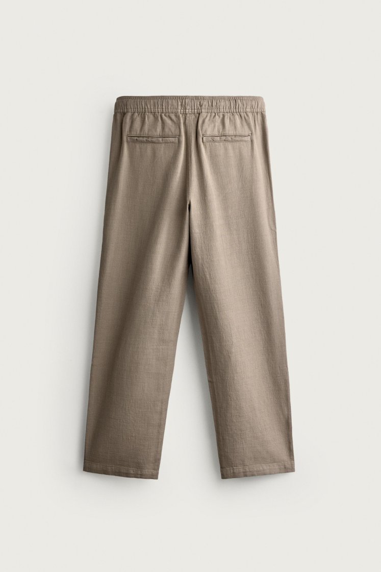 Zara STRUCTURED RELAXED FIT PANTS — Kaki