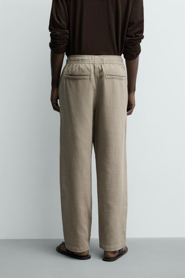 Zara STRUCTURED RELAXED FIT PANTS — Kaki