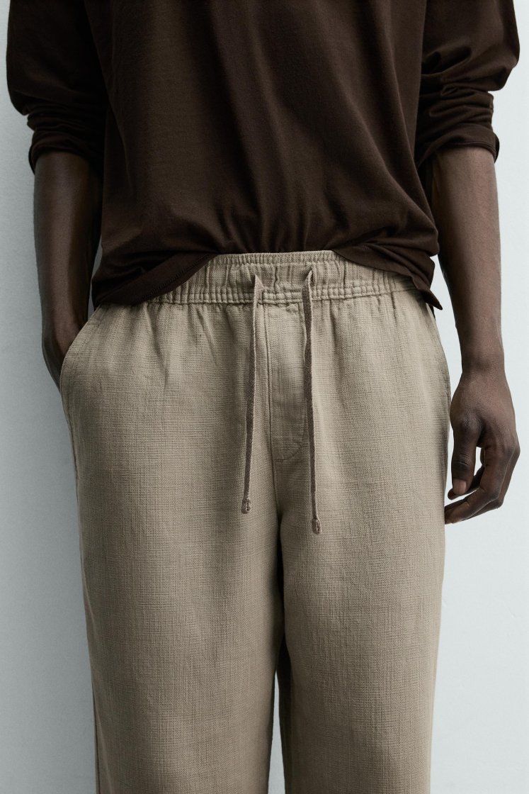 Zara STRUCTURED RELAXED FIT PANTS — Kaki