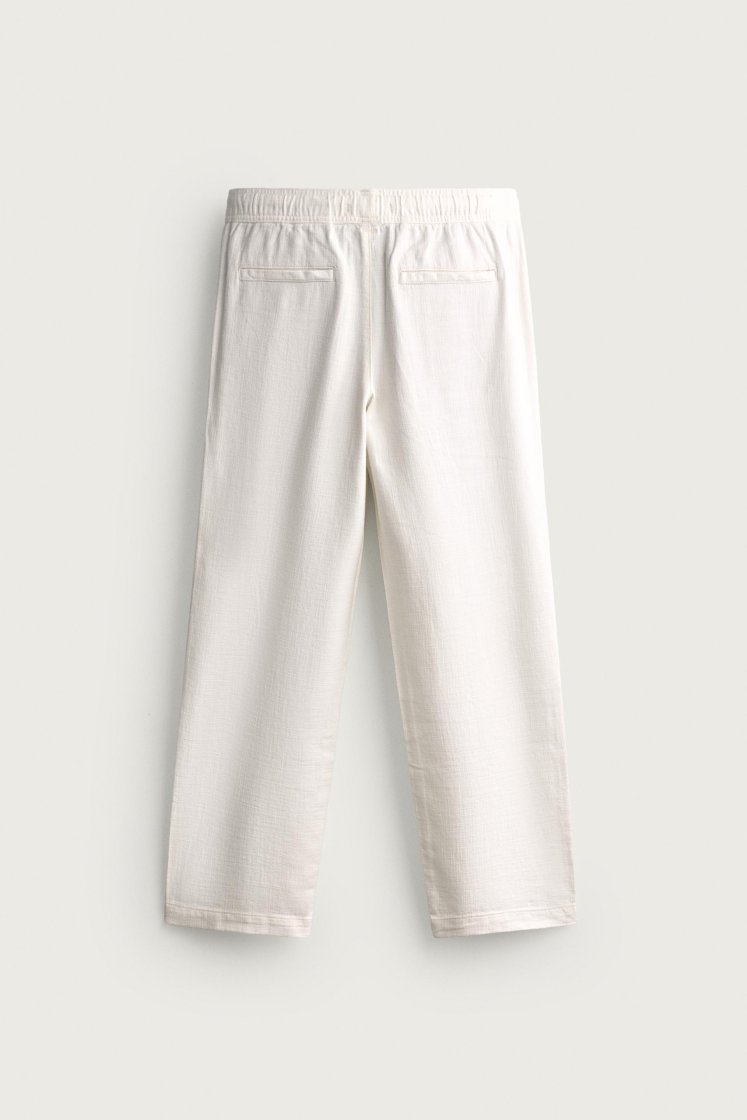 Zara STRUCTURED RELAXED FIT PANTS — White