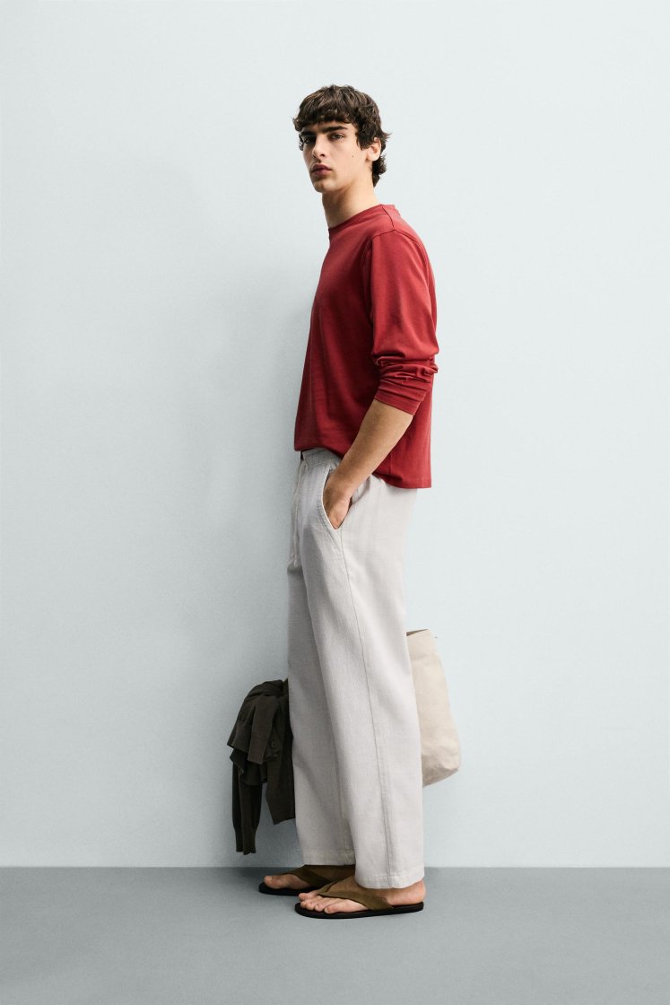 Zara STRUCTURED RELAXED FIT PANTS — White