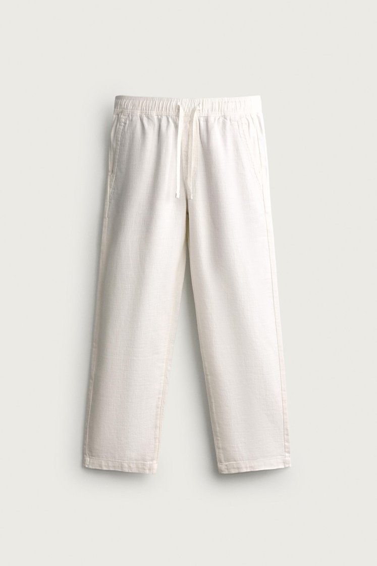 Zara STRUCTURED RELAXED FIT PANTS — White