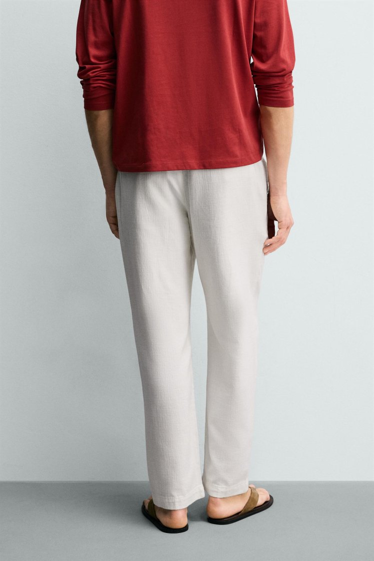 Zara STRUCTURED RELAXED FIT PANTS — White
