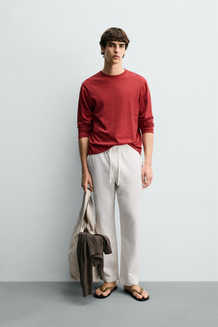 Zara STRUCTURED RELAXED FIT PANTS — White