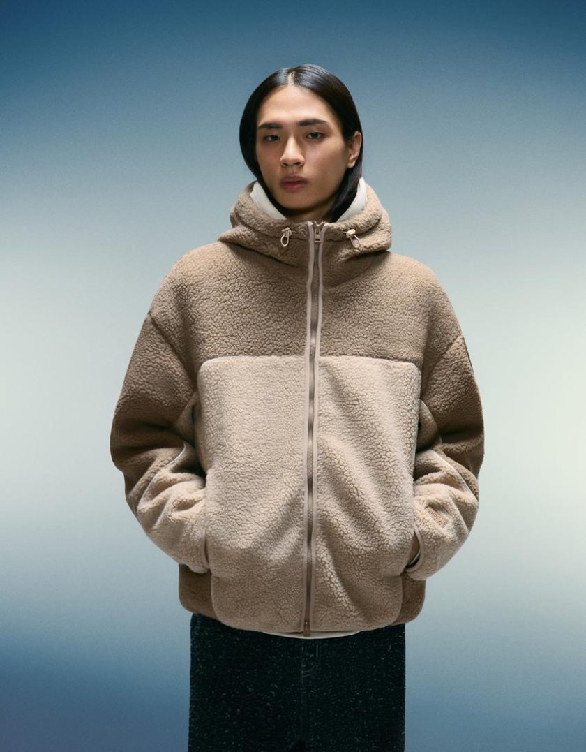 Bershka Faux Fur Bomber Jacket — brown