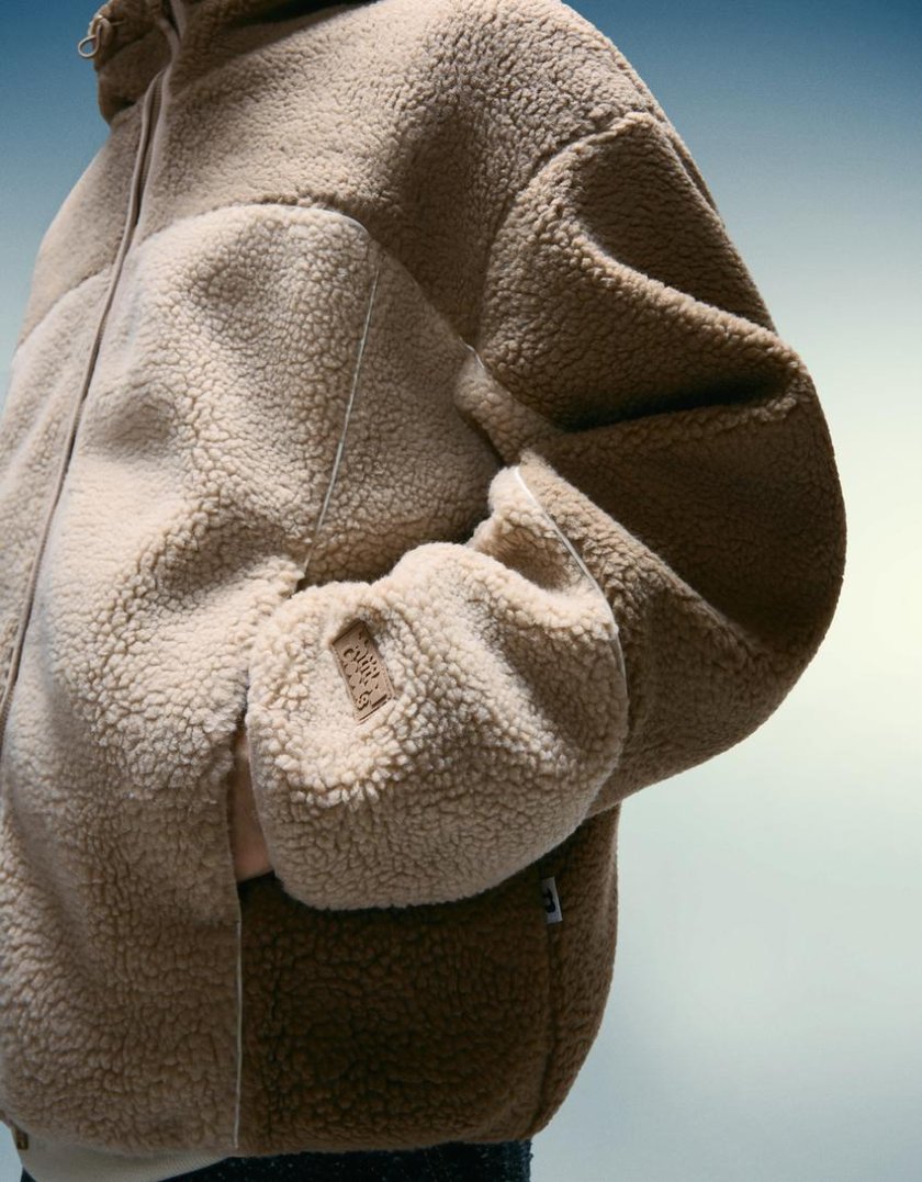 Bershka Faux Fur Bomber Jacket — brown