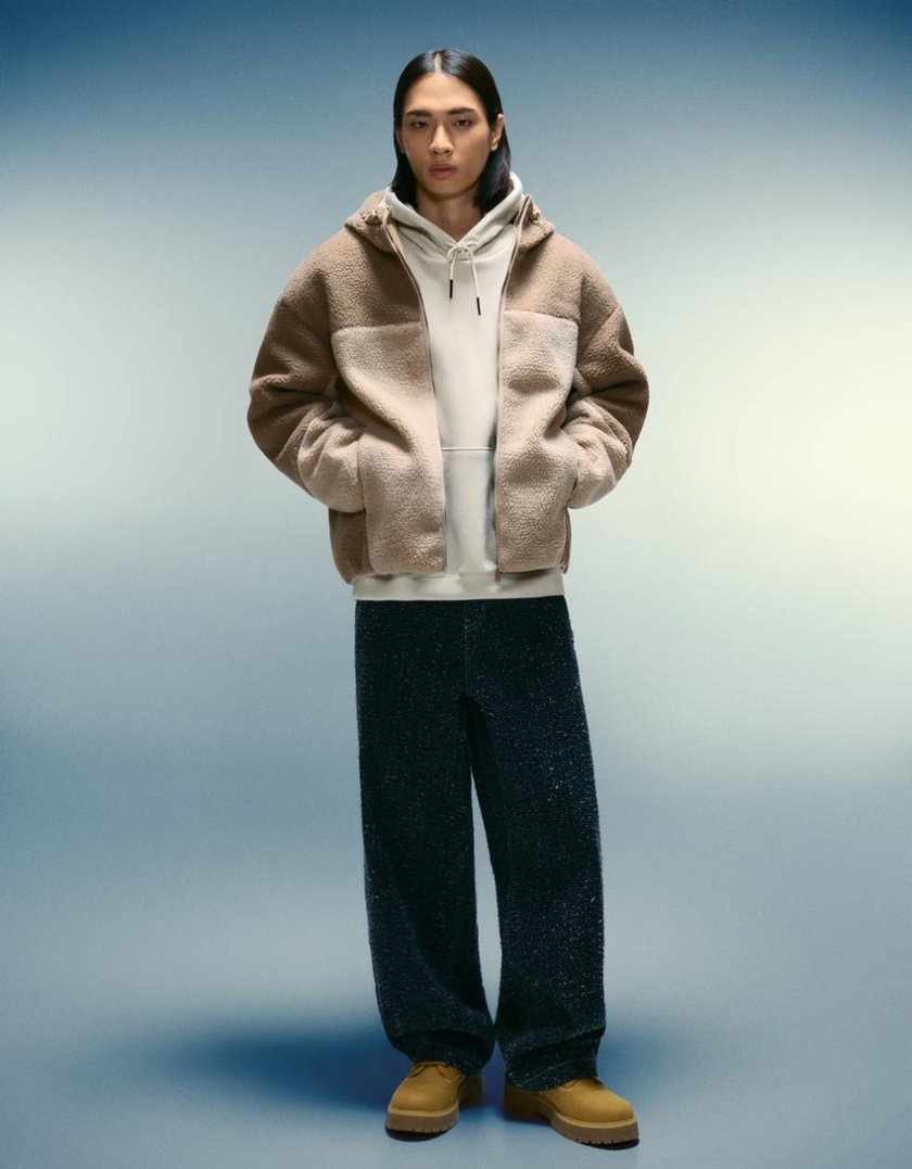 Bershka Faux Fur Bomber Jacket — brown