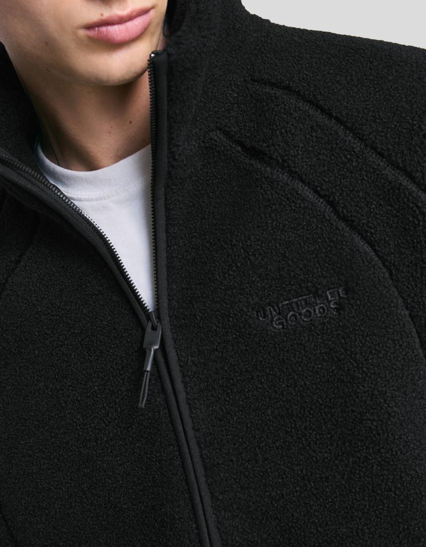 Bershka Faux Fur Zip Jacket — brown