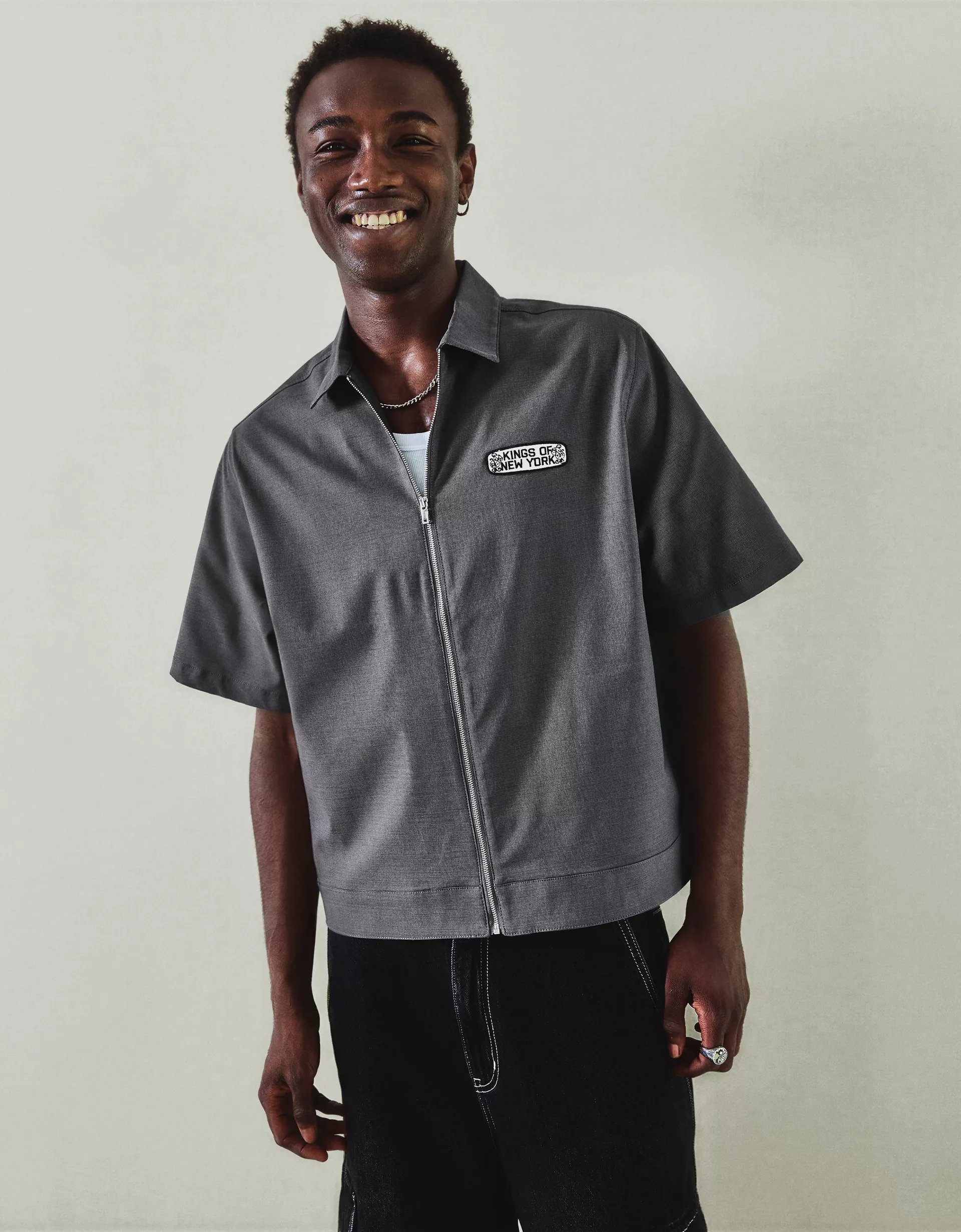Chemise brodée zip