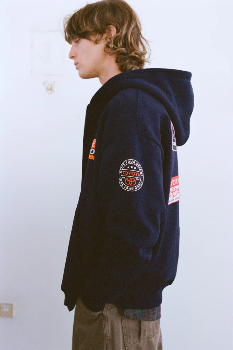 Pull&Bear Zipped Hoodie — Navy