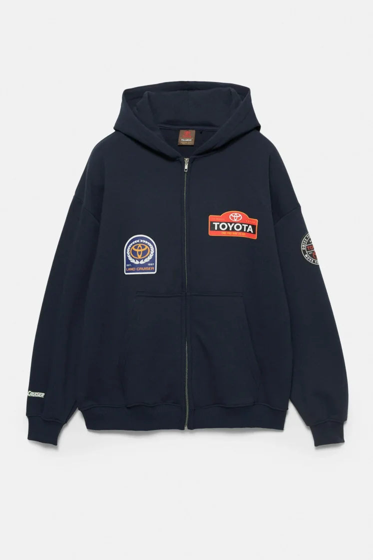 Pull&Bear Zipped Hoodie — Navy