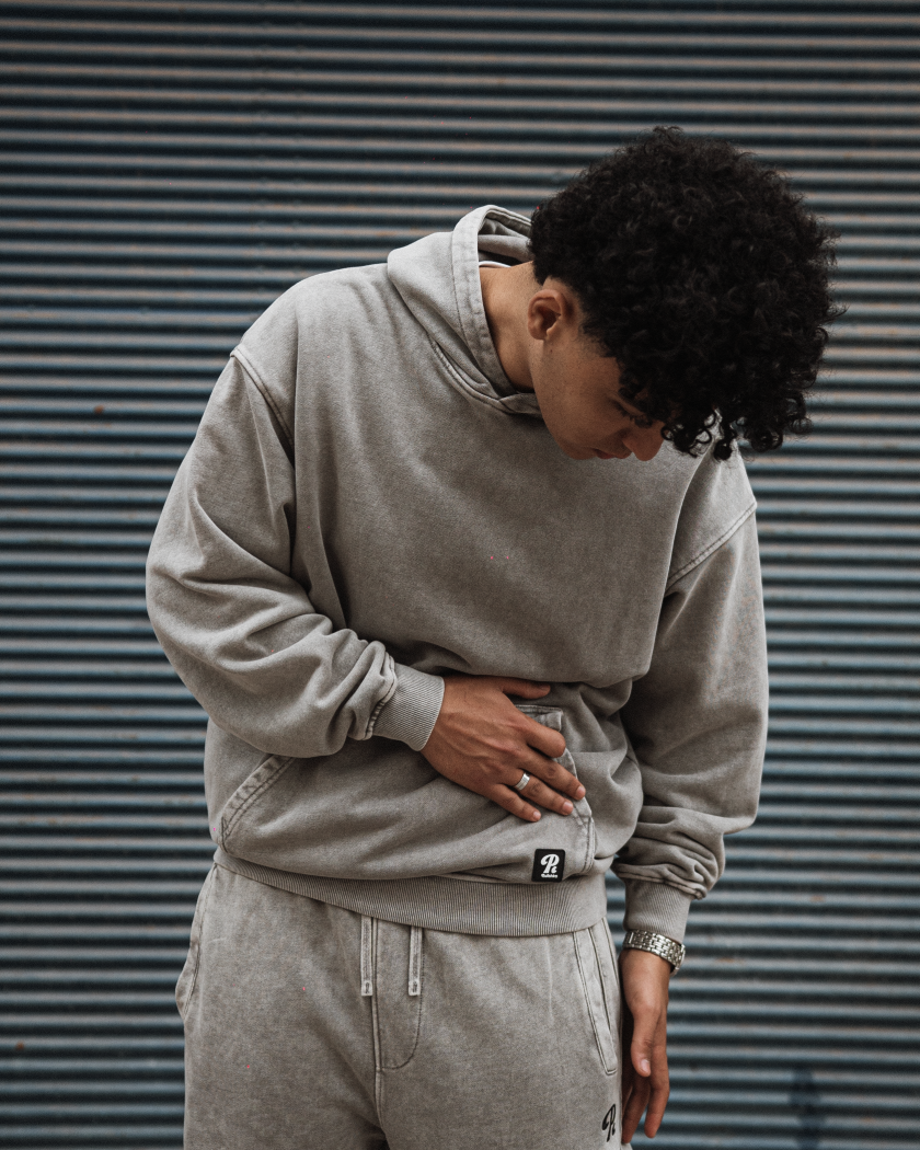 Pullshka Washed Oversized Hoodie — Light Grey