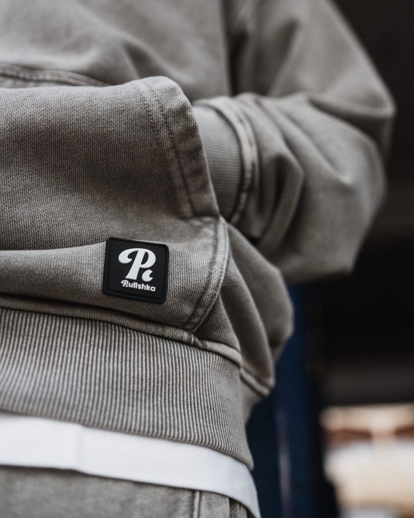 Pullshka Washed Oversized Hoodie — Light Grey