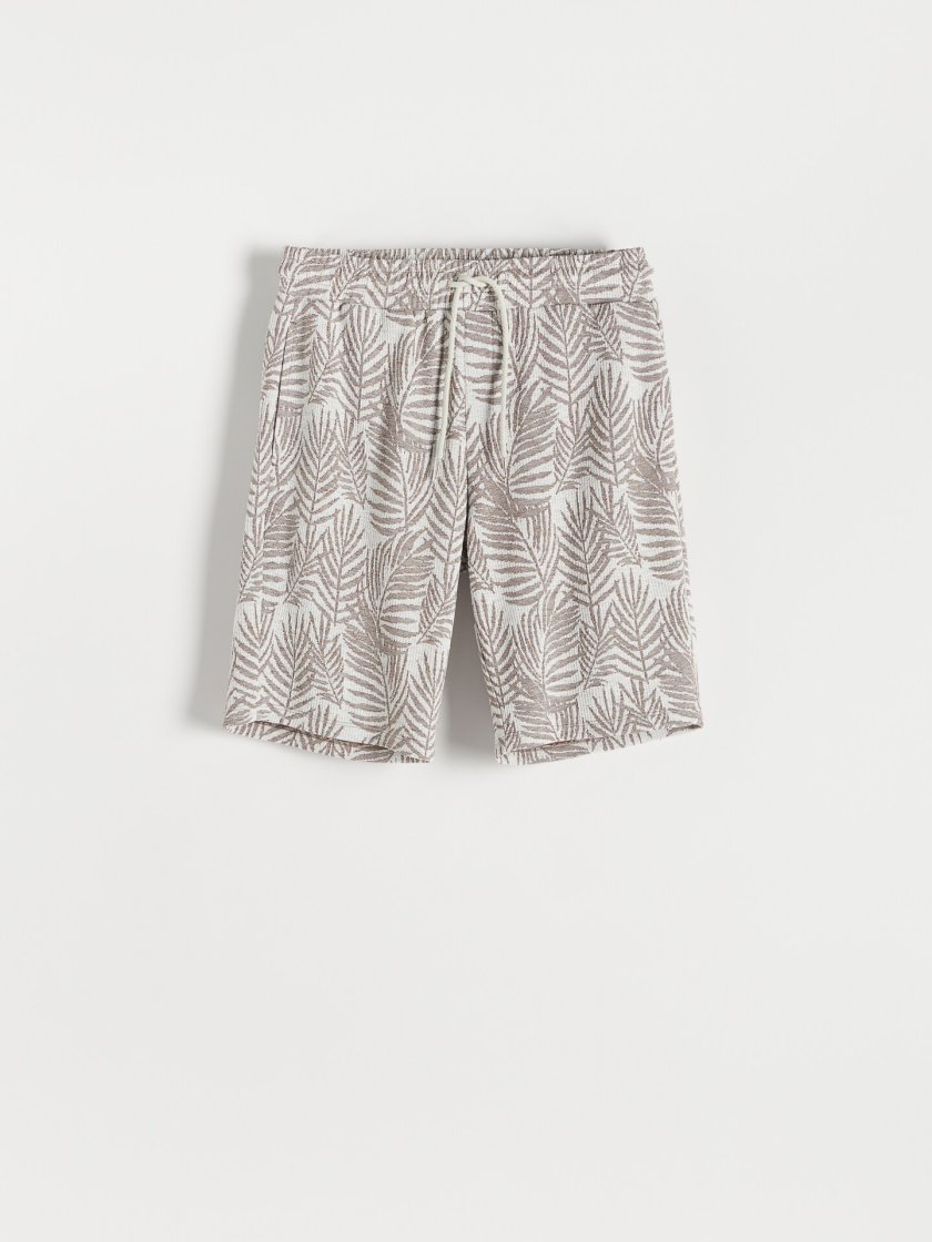 Patterned Regular Shorts — Brown