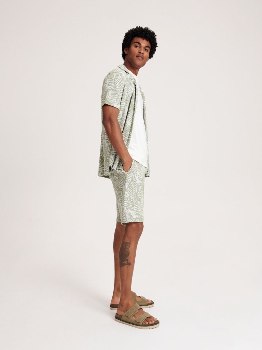 Patterned Regular Shorts — Olive