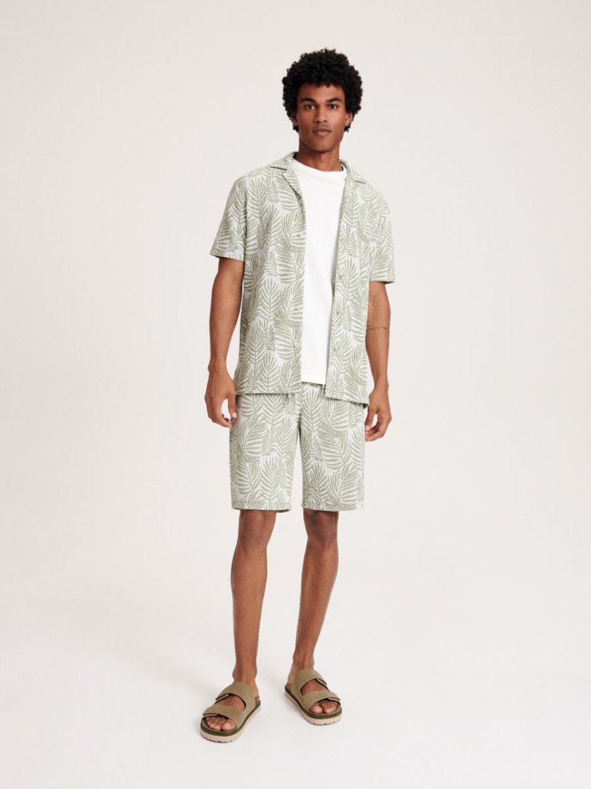 Patterned Regular Shorts — Olive